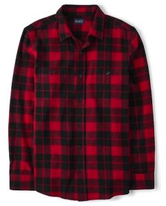 the children's place men's son matching long sleeve button up shirt, spruce plaid flannel-dad, x-large