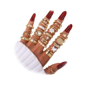 kiss wife gold knuckle rings set for women, dainty simple trendy cute stackable finger rings pack, perfect for stacking layering on thumb and knuckle, mixed size, jewelry gift (cute)