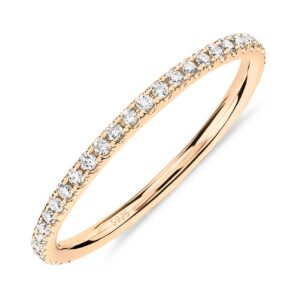 pavoi 14k yellow gold plated 925 sterling silver stackable cz ring for women | thin band for stacking | simulated diamond eternity wedding band | size 8