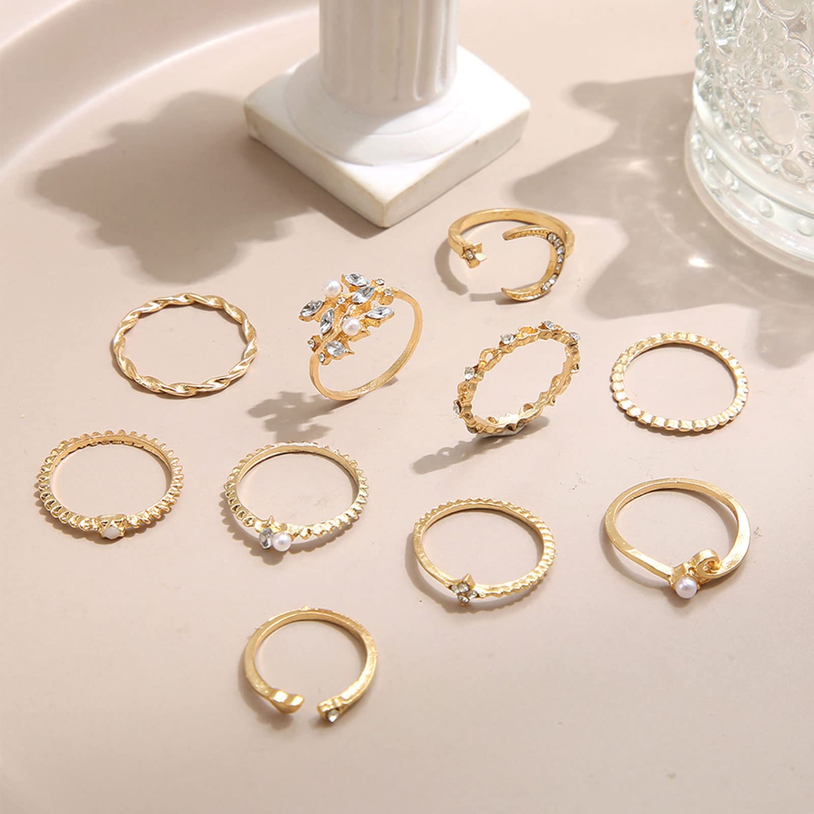 Gold Stacking Rings for Women Butterfly Knuckle Rings Snake Rings Moon Star Rings Heart Stacking Rings for Girls, Alloy, alloy