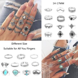 FUNRUN JEWELRY 61PCS Knuckle Ring Set for Women Joint Stackable Midi Finger Ring Bohemian Retro Vintage Jewelry