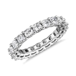 PAVOI 14K White Gold Plated Rings Cubic Zirconia Love Ring | 3mm Stackable Rings for Women | White Gold Rings for Women Size 7