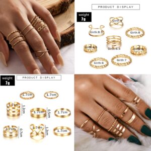 LOYALLOOK 65PCS Bohemian Knuckle Ring Midi Set Hollow Silver Gold Vintage Stackable Rings Fashion Finger for Women