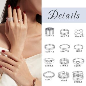 LOYALLOOK 65PCS Bohemian Knuckle Ring Midi Set Hollow Silver Gold Vintage Stackable Rings Fashion Finger for Women