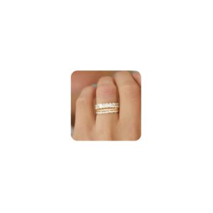 funeia stackable gold rings for women non tarnish trendy dainty 14k gold plated stacking cubic zirconia thumb ring set pack statement chunky band rings promise engagement rings size 7 8 9 10 11