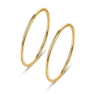 NOKMIT 2PCS 1mm 14K Gold Filled Rings for Women Girls Thin Gold Ring Dainty Cute Stacking Stackable Thumb Pinky Band Non Tarnish Comfort Fit Size 4 to 11 (7)