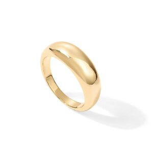 PAVOI 14K Yellow Gold Plated Chunky Dome Ring |Puffy Stackable Rings For Womens | Size 7