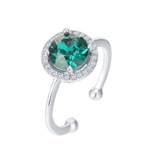 SWAROVSKI Crystal 14K White Gold Plated Birthstone Rings | White Gold Rings for Women | Emerald Ring