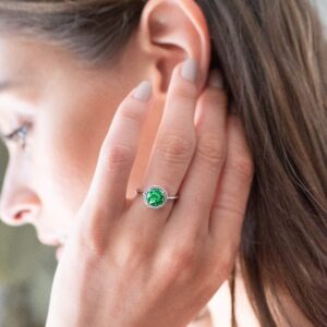 SWAROVSKI Crystal 14K White Gold Plated Birthstone Rings | White Gold Rings for Women | Emerald Ring