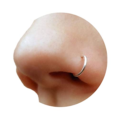 Fake Clip On Nose Ring 20g - 925 Sterling Silver Tiny Faux Piercing Hoop - No Piercing Needed