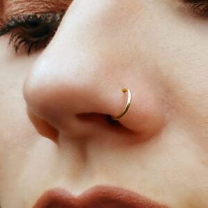 Fake Clip On Nose Ring 20g - 14k Gold Filled Tiny Faux Piercing Hoop - No Piercing Needed