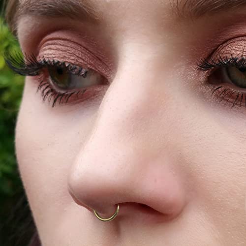 Fake Clip On Nose Ring 20g - 14k Gold Filled Tiny Faux Piercing Hoop - No Piercing Needed