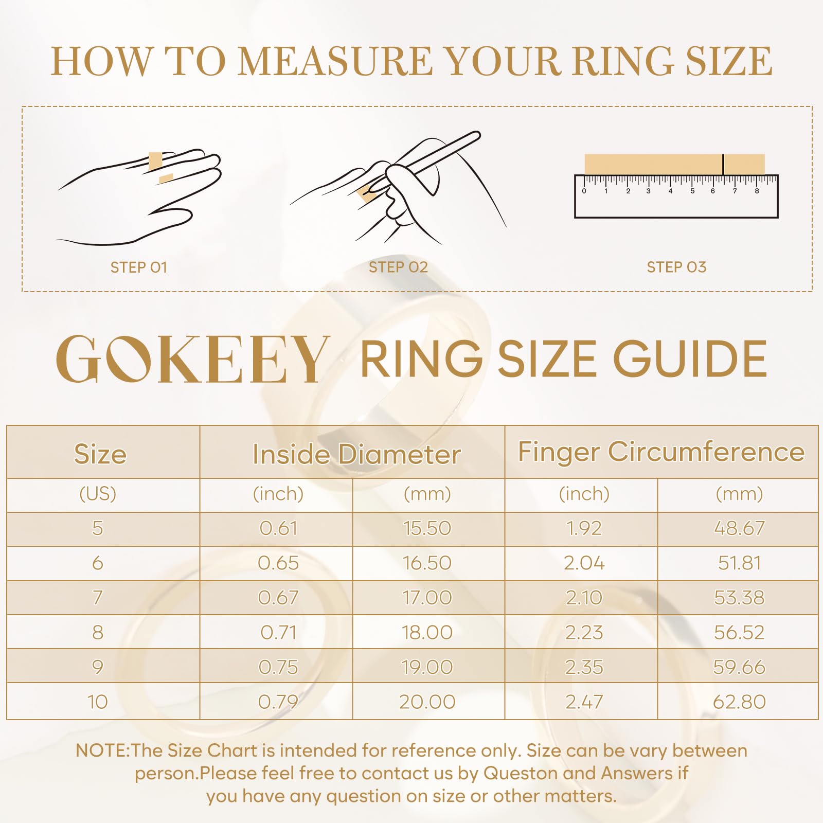 Gokeey Gold Rings for Women, 14K Gold Stacking Rings Set for Women Dainty Stackable Rings for Girls Jewelry Gifts Comfort Fit Size 5 to 10 (7)