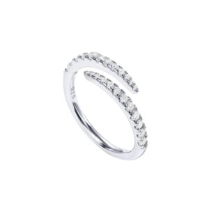 pavoi 14k gold plated cubic zirconia open twist eternity band white gold for women size 9