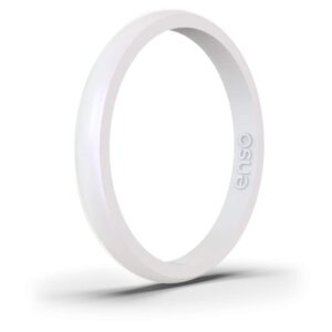 enso rings halo birthstone silicone ring – minimalist stackable wedding engagement band – 2.54mm wide, 1.5mm thick – moonstone-colored, size 5