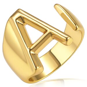 gold initial a rings for women, goldchic jewelry letter adjustable ring womens statement rings for party, women’s alphabet ring name jewelry