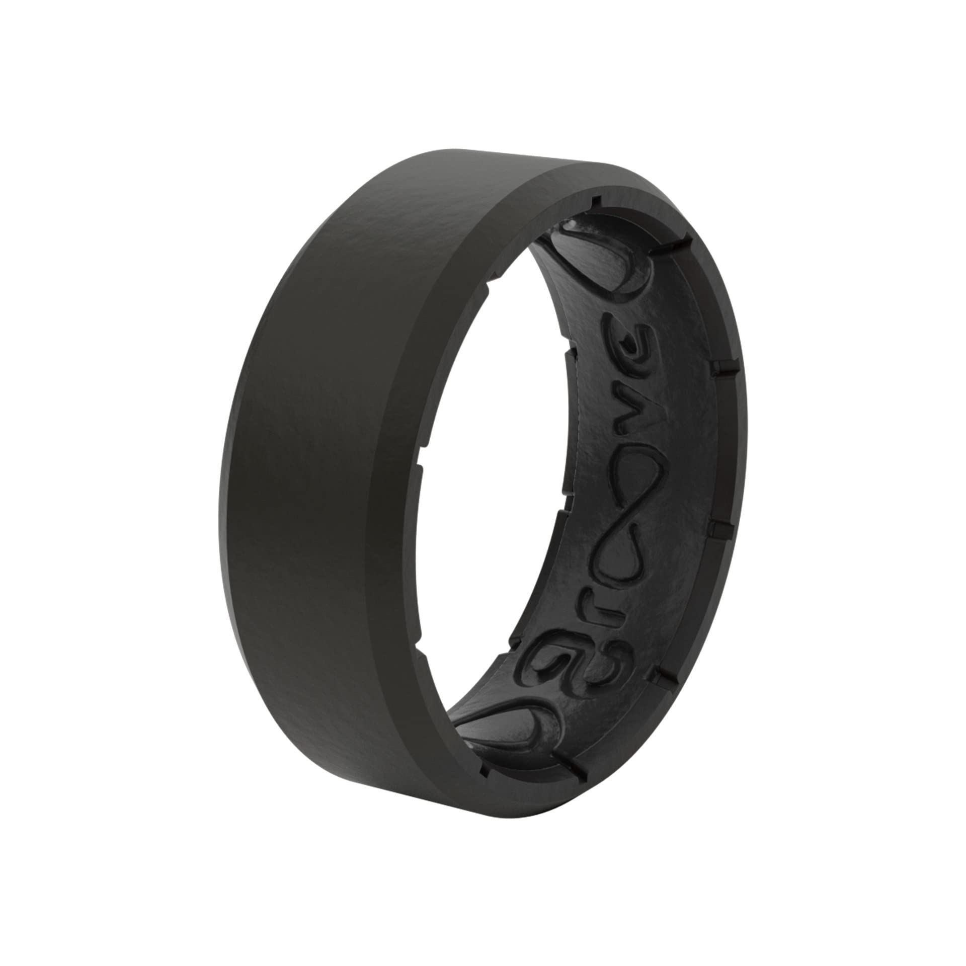 Groove Life Edge Black/Black Silicone Ring - Breathable Rubber Wedding Rings for Men, Lifetime Coverage, Unique Design, Comfort Fit Ring - Size 10