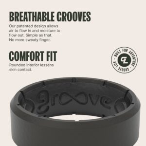 Groove Life Edge Black/Black Silicone Ring - Breathable Rubber Wedding Rings for Men, Lifetime Coverage, Unique Design, Comfort Fit Ring - Size 10