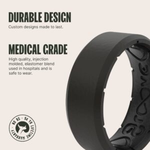 Groove Life Edge Black/Black Silicone Ring - Breathable Rubber Wedding Rings for Men, Lifetime Coverage, Unique Design, Comfort Fit Ring - Size 10