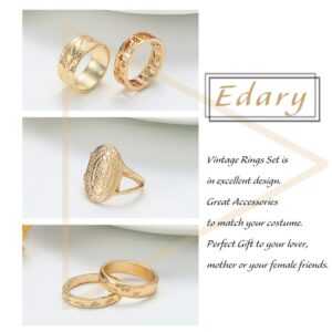 Edary Vintage Ring Set Carved Knuckle Rings Crystal Rings Set Gold Stackable Rings Midi Rings Finger Jewelry for Women(13PCS)