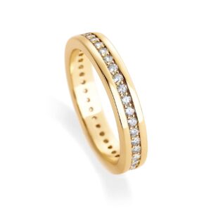pavoi 18k yellow gold plated stacking tiny cubic zirconia band | eternity rings for women | thumb ring | size 9