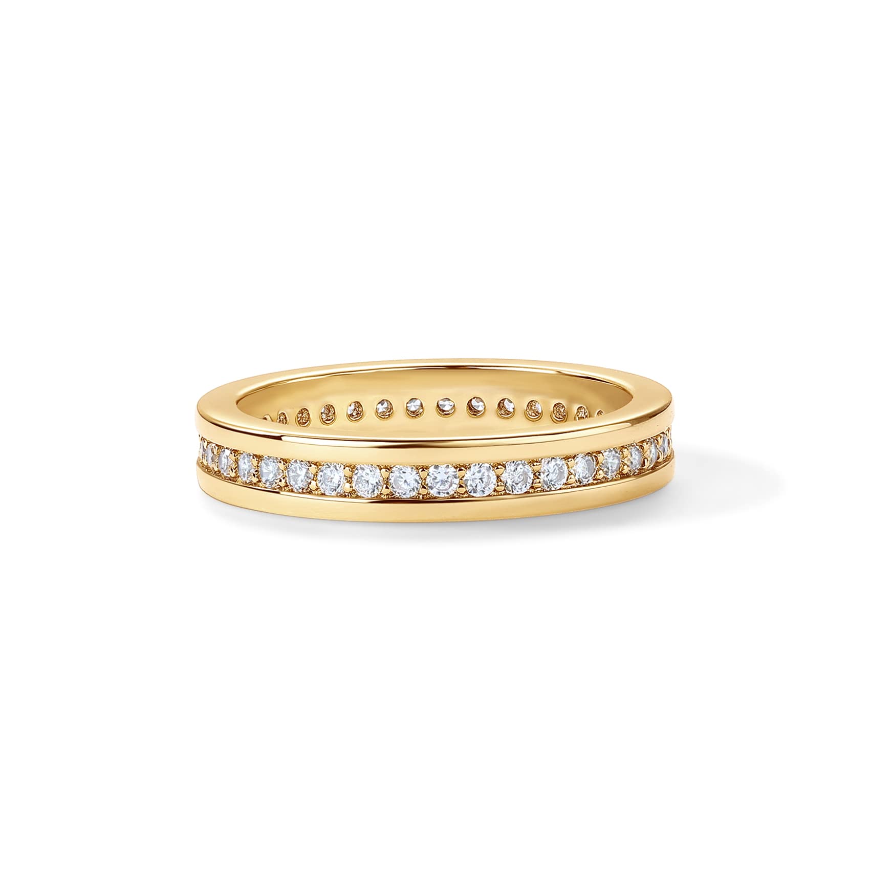 PAVOI 18K Yellow Gold Plated Stacking Tiny Cubic Zirconia Band | Eternity Rings for Women | Thumb Ring | Size 9