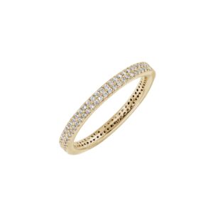 amazon essentials 14k gold plated double row pave stackable eternity ring size 9, yellow gold