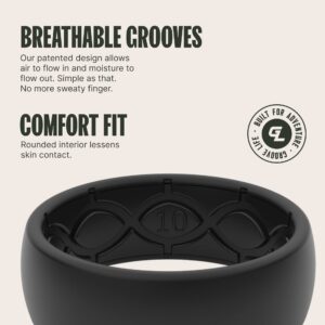 Groove Life Solid Black/Black Ring - Breathable Silicone Wedding Rings for Men, Lifetime Coverage, Unique Design, Comfort Fit Ring - Size 12