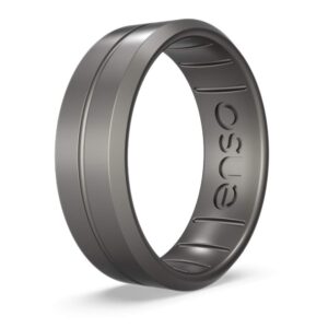 Enso Rings Classic Contour Silicone Ring – Stackable Multi Color Unisex Wedding Engagement Band – Thin Minimalist Band – 7.24mm, 1.9mm Thick (Platinum, 11)