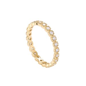 PAVOI 14K Yellow Gold Plated Rings Cubic Zirconia Band | Marquise Milgrain Eternity Bands | Yellow Gold Rings for Women Size 8