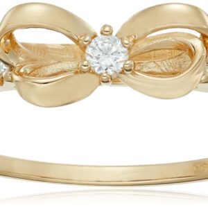 Amazon Essentials 10K Gold Dainty Bow Ring set with Round Cut Infinite Elements Cubic Zirconia (.216 cttw), Size 9 (previously Amazon Collection)