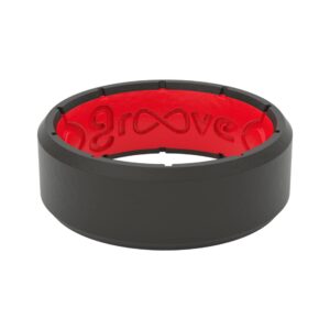 Groove Life Edge Black/Red Silicone Ring - Breathable Rubber Wedding Rings for Men, Lifetime Coverage, Unique Design, Comfort Fit Ring - Size 11