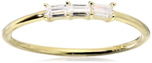 amazon essentials 18k yellow gold over sterling silver cubic zirconia three-stone stackable ring, size 9 (previously amazon collection)