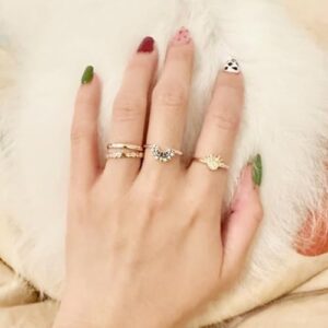 Sun and Moon Ring Set Stackable Rings for Women,Adjustable Celestial Jewelry Anillos Para Mujer Matching Rings as Friendship Best Friend Gifts for Teens,Gold and Silver Birthday Gifts for Girls