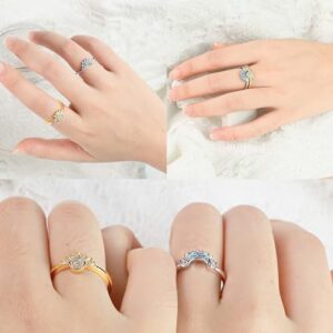 Sun and Moon Ring Set Stackable Rings for Women,Adjustable Celestial Jewelry Anillos Para Mujer Matching Rings as Friendship Best Friend Gifts for Teens,Gold and Silver Birthday Gifts for Girls