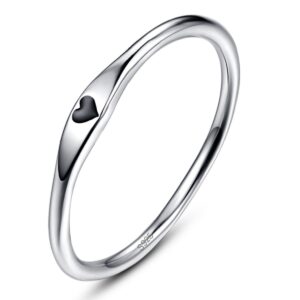 avecon 925 sterling silver simple carve heart wedding band stackable promise ring for her size 5.5