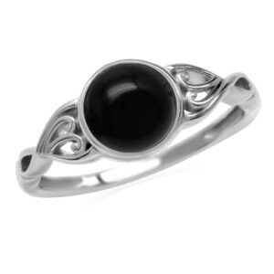 silvershake 7mm natural black onyx 925 sterling silver victorian style solitaire ring size 7