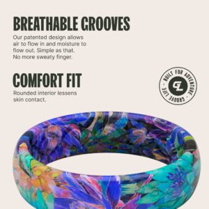 Groove Life Aspire Twilight Blossom Silicone Ring Breathable Rubber Wedding Rings for Women, Lifetime Coverage, Unique Design, Comfort Fit Ring - Size 7