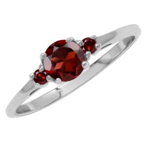 silvershake petite natural garnet white gold plated 925 sterling silver promise ring size 9