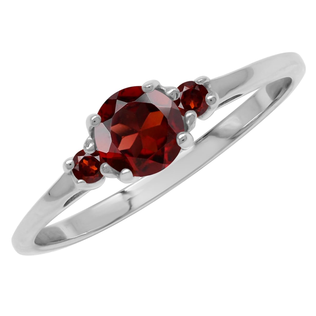 Silvershake Petite Natural Garnet White Gold Plated 925 Sterling Silver Promise Ring Size 9