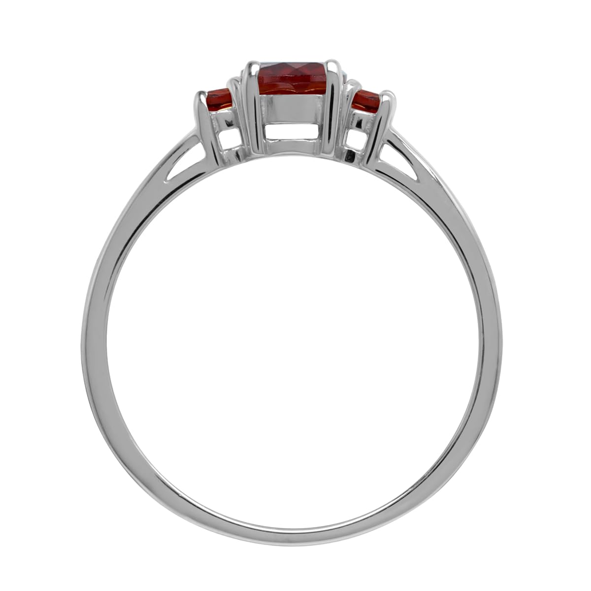 Silvershake Petite Natural Garnet White Gold Plated 925 Sterling Silver Promise Ring Size 9