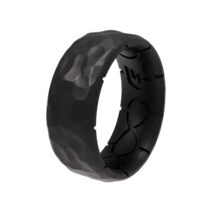 Groove Life Zeus Hammered Graphite Silicone Ring Breathable Rubber Wedding Rings for Men, Lifetime Coverage, Unique Design, Comfort Fit Ring - Size 13