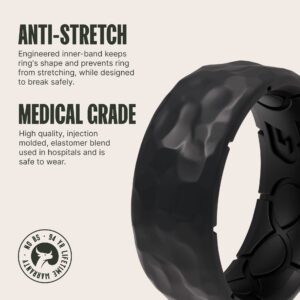 Groove Life Zeus Hammered Graphite Silicone Ring Breathable Rubber Wedding Rings for Men, Lifetime Coverage, Unique Design, Comfort Fit Ring - Size 13