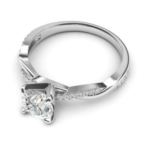 THELANDA Sterling Silver 4-Prong Petite Twisted Vine 1.0 CT Genuine Moissanite Engagement Ring Promise Bridal Ring (6.5)