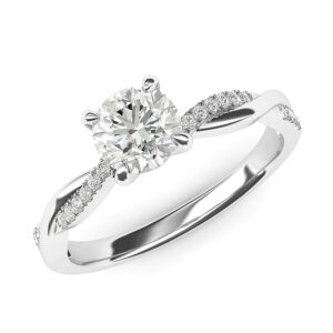 THELANDA Sterling Silver 4-Prong Petite Twisted Vine 1.0 CT Genuine Moissanite Engagement Ring Promise Bridal Ring (6.5)