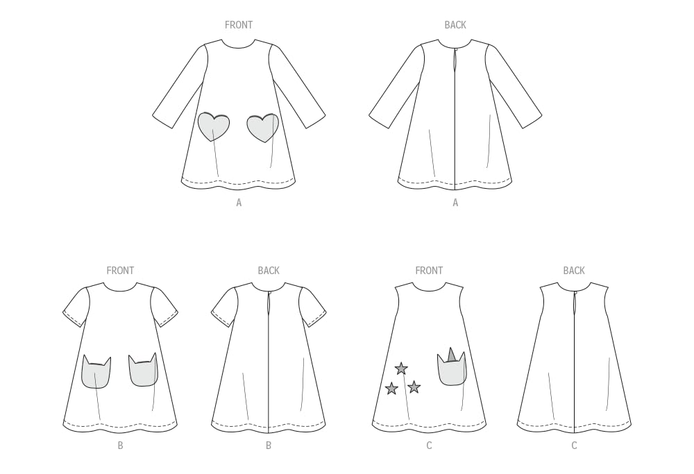 New Look Children's Novelty Dress Sewing Pattern Packet, Design Code S9365, Sizes 3-4-5-6-7-8, Multicolor