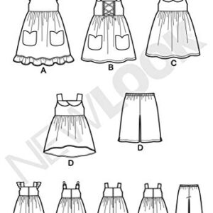 NEW LOOK Patterns Toddlers' Easy Dresses, Top and Cropped Pants Size A (1/2-1-2-3-4) 6441