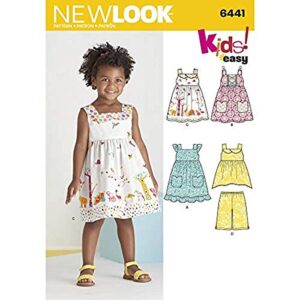 new look patterns toddlers' easy dresses, top and cropped pants size a (1/2-1-2-3-4) 6441