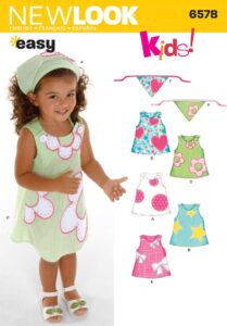 new look sewing pattern 6578 toddler dresses, size a (1/2-1-2-3-4)