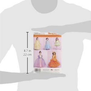 SIMPLICITY 1303 Girl's Halloween Costume Princess Dress Sewing Pattern, Sizes BB (3-6)